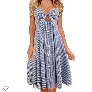 Blue gingham midi dress